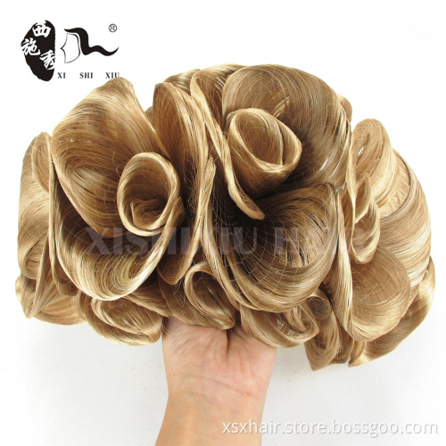 best quality and price flower curly hair bun extension hair dome hair chignon
